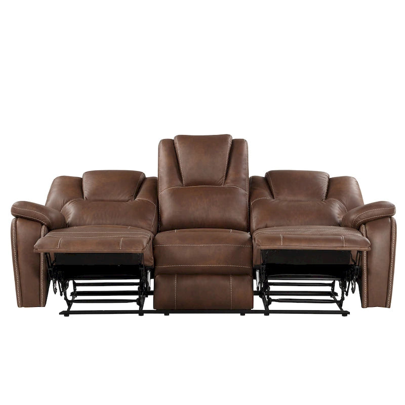Faux Leather Manual Reclining 3-Piece Sofa Set | Sofa, Loveseat & Recliner