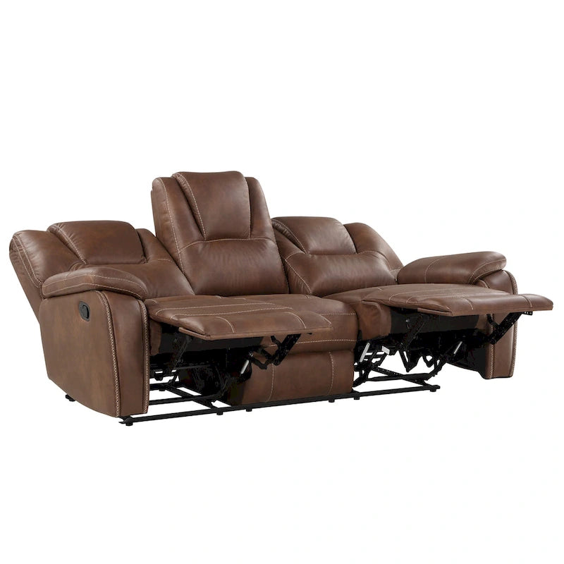 Faux Leather Manual Reclining 3-Piece Sofa Set | Sofa, Loveseat & Recliner