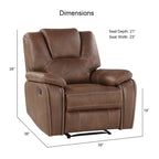 Faux Leather Manual Reclining 3-Piece Sofa Set | Sofa, Loveseat & Recliner