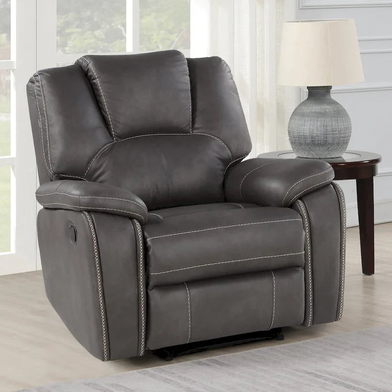 Faux Leather Manual Reclining 3-Piece Sofa Set | Sofa, Loveseat & Recliner