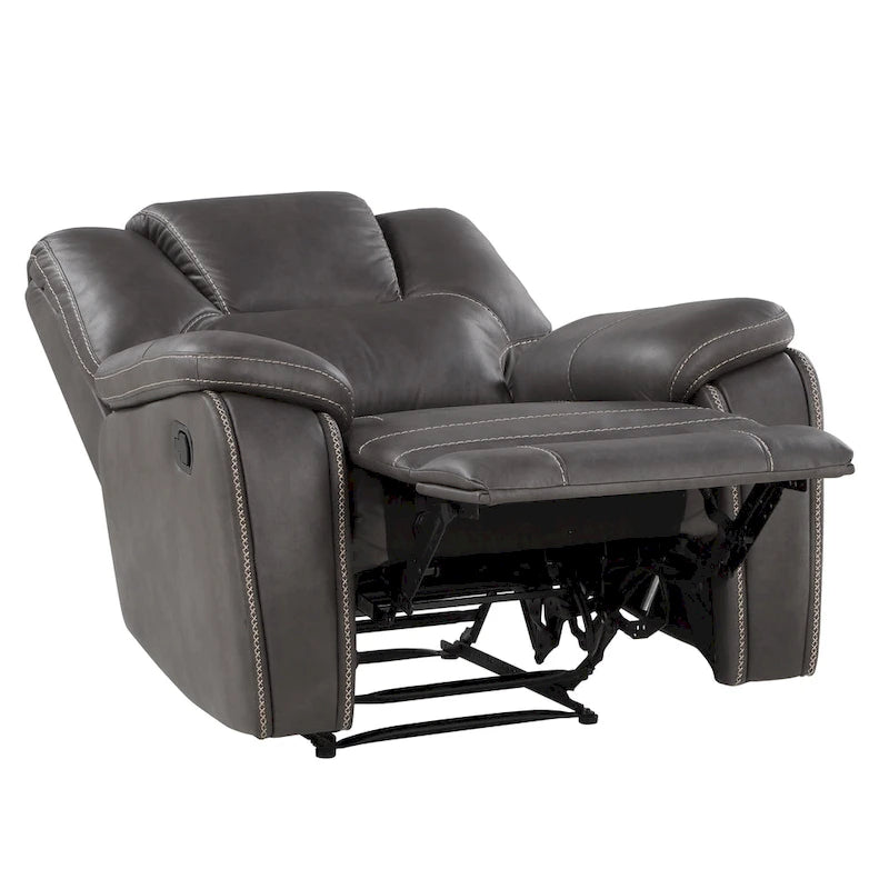 Faux Leather Manual Reclining 3-Piece Sofa Set | Sofa, Loveseat & Recliner