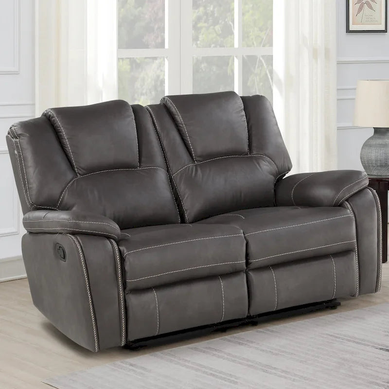 Faux Leather Manual Reclining 3-Piece Sofa Set | Sofa, Loveseat & Recliner
