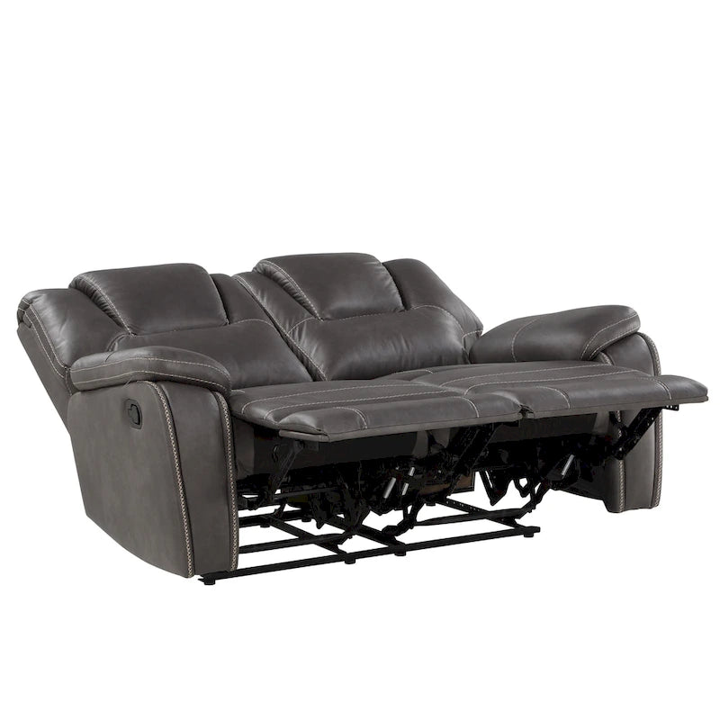Faux Leather Manual Reclining 3-Piece Sofa Set | Sofa, Loveseat & Recliner