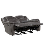 Faux Leather Manual Reclining 3-Piece Sofa Set | Sofa, Loveseat & Recliner