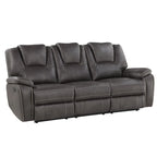 Faux Leather Manual Reclining 3-Piece Sofa Set | Sofa, Loveseat & Recliner
