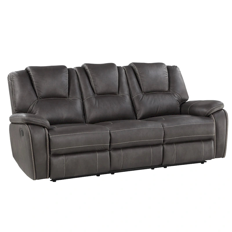 Faux Leather Manual Reclining 3-Piece Sofa Set | Sofa, Loveseat & Recliner
