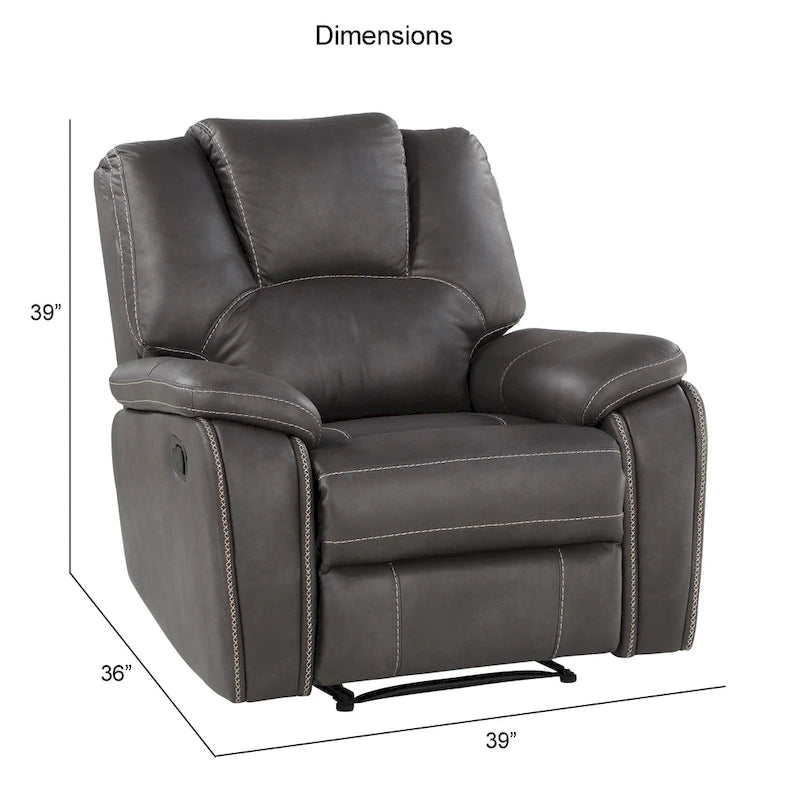 Faux Leather Manual Reclining 3-Piece Sofa Set | Sofa, Loveseat & Recliner