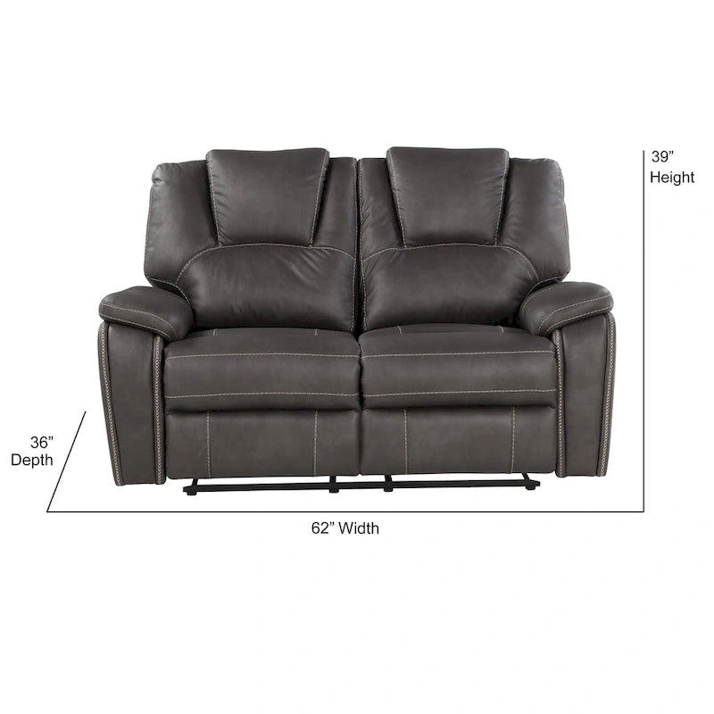 Faux Leather Manual Reclining 3-Piece Sofa Set | Sofa, Loveseat & Recliner