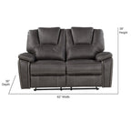 Faux Leather Manual Reclining 3-Piece Sofa Set | Sofa, Loveseat & Recliner