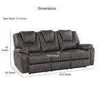 Faux Leather Manual Reclining 3-Piece Sofa Set | Sofa, Loveseat & Recliner