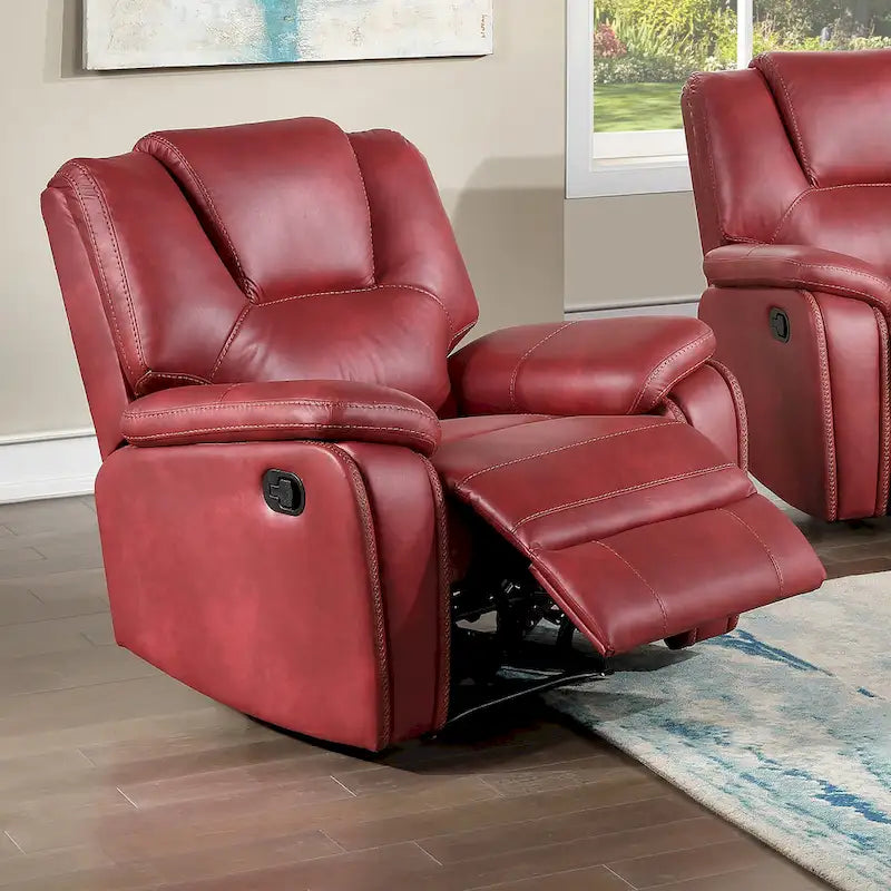 Faux Leather Manual Reclining 3-Piece Sofa Set | Sofa, Loveseat & Recliner