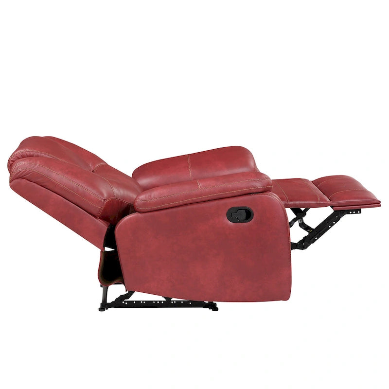 Faux Leather Manual Reclining 3-Piece Sofa Set | Sofa, Loveseat & Recliner