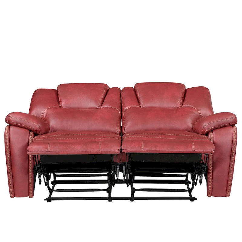 Faux Leather Manual Reclining 3-Piece Sofa Set | Sofa, Loveseat & Recliner