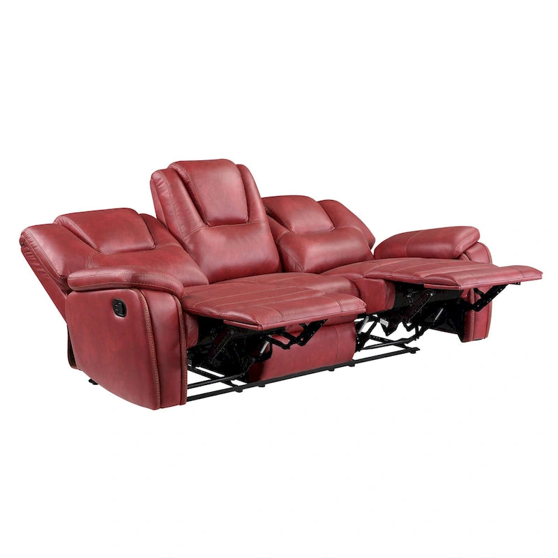 Faux Leather Manual Reclining 3-Piece Sofa Set | Sofa, Loveseat & Recliner