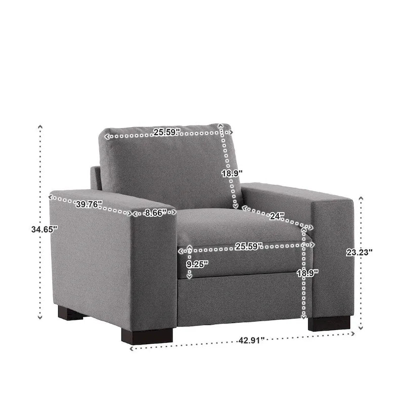 Grey Fabric Double-Sided Down-Feather Filled Accent Chair