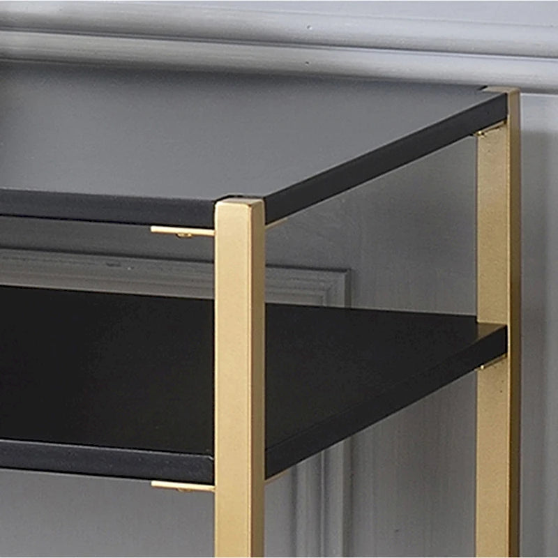 Glam 48-Inch Steel Console Table with 3 Shelves – Black
