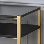 Glam 48-Inch Steel Console Table with 3 Shelves – Black