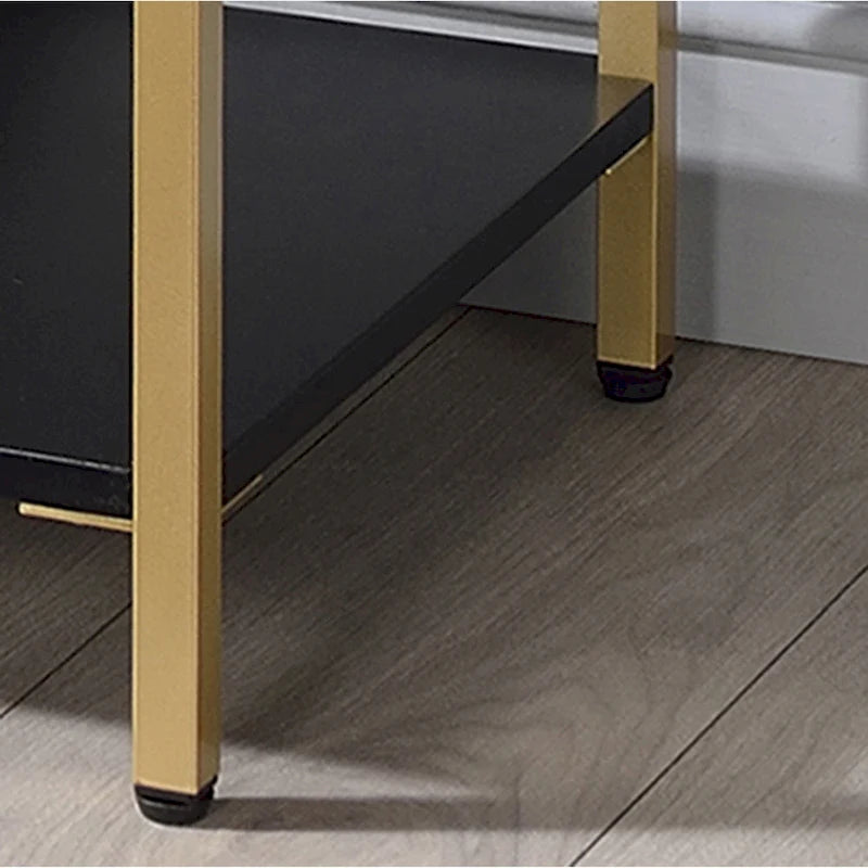 Glam 48-Inch Steel Console Table with 3 Shelves – Black