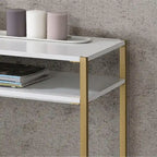 Glam 48-Inch Steel Console Table with 3 Shelves – Black