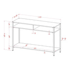 Glam 48-Inch Steel Console Table with 3 Shelves – Black