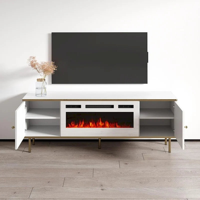 63-Inch Electric Fireplace TV Stand – Media Console with Heating