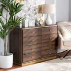 Modern 8-Drawer Wood Dresser with Metal Base – Contemporary Bedroom