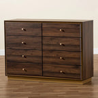 Modern 8-Drawer Wood Dresser with Metal Base – Contemporary Bedroom