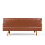 Mid-Century Tufted Sofa with Accent Pillows – Retro Living Room
