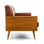 Mid-Century Tufted Sofa with Accent Pillows – Retro Living Room
