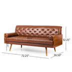 Mid-Century Tufted Sofa with Accent Pillows – Retro Living Room