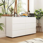 White 59-Inch Double Dresser with 6 Drawers – Bedroom Storage