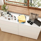 White 59-Inch Double Dresser with 6 Drawers – Bedroom Storage