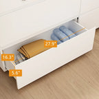 White 59-Inch Double Dresser with 6 Drawers – Bedroom Storage