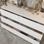 White 59-Inch Double Dresser with 6 Drawers – Bedroom Storage
