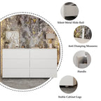 White 59-Inch Double Dresser with 6 Drawers – Bedroom Storage