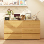 White 59-Inch Double Dresser with 6 Drawers – Bedroom Storage