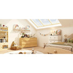 White 59-Inch Double Dresser with 6 Drawers – Bedroom Storage