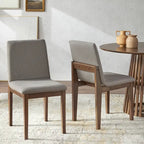 Mid-Century Modern Upholstered Dining Chairs Set of 2 | Solid Rubberwood | Walnut or Black