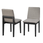 Mid-Century Modern Upholstered Dining Chairs Set of 2 | Solid Rubberwood | Walnut or Black