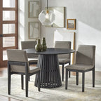 Mid-Century Modern Upholstered Dining Chairs Set of 2 | Solid Rubberwood | Walnut or Black
