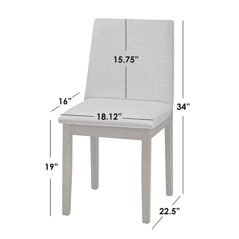 Mid-Century Modern Upholstered Dining Chairs Set of 2 | Solid Rubberwood | Walnut or Black