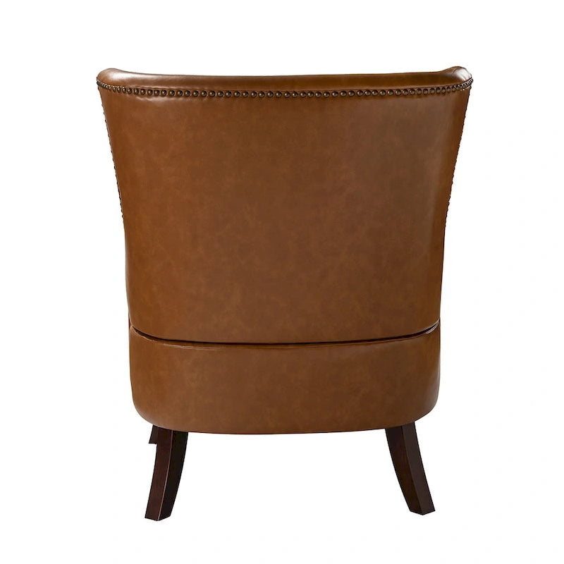 Mid-Century Modern Wingback Vegan Leather Armchair, Ergonomic, Set of 2