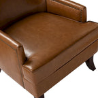 Mid-Century Modern Wingback Vegan Leather Armchair, Ergonomic, Set of 2