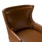 Mid-Century Modern Wingback Vegan Leather Armchair, Ergonomic, Set of 2