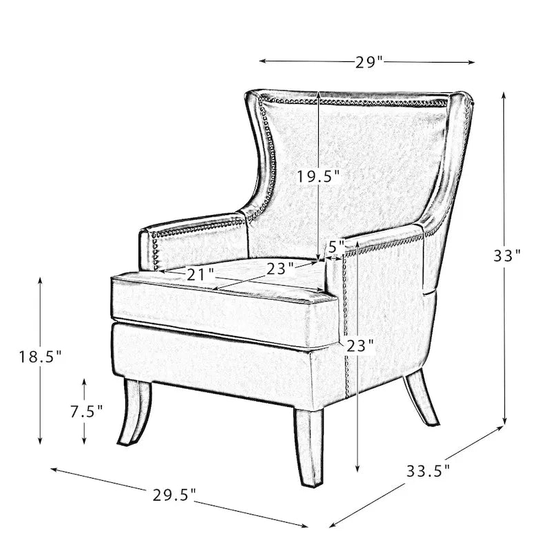 Mid-Century Modern Wingback Vegan Leather Armchair, Ergonomic, Set of 2