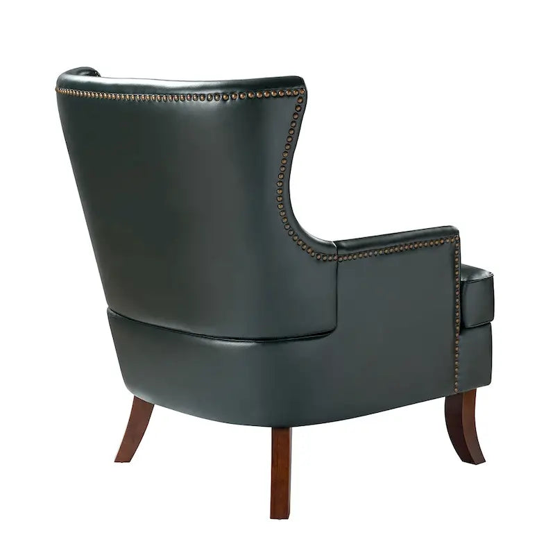 Mid-Century Modern Wingback Vegan Leather Armchair, Ergonomic, Set of 2