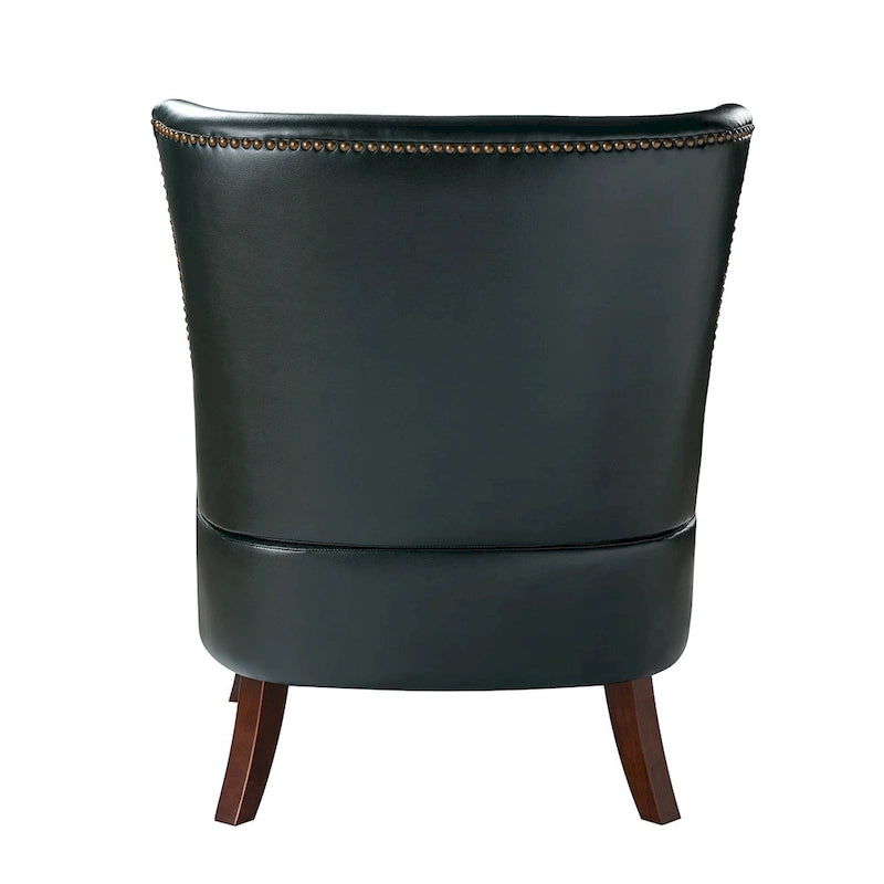Mid-Century Modern Wingback Vegan Leather Armchair, Ergonomic, Set of 2