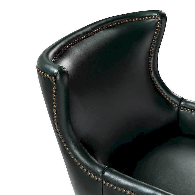 Mid-Century Modern Wingback Vegan Leather Armchair, Ergonomic, Set of 2