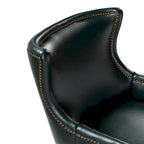 Mid-Century Modern Wingback Vegan Leather Armchair, Ergonomic, Set of 2