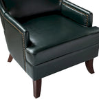 Mid-Century Modern Wingback Vegan Leather Armchair, Ergonomic, Set of 2